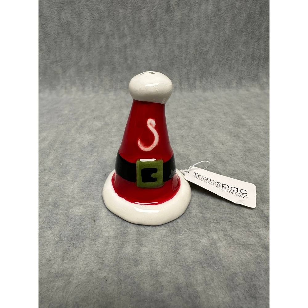 Transpac Santa Hat Salt‎ Shaker Ceramic Christmas Holiday Kitchen Decor